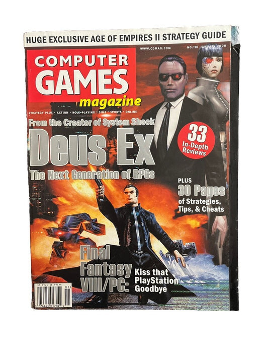 Vintage Collectable Computer Games Magazine #109 January 2000 Deus Ex