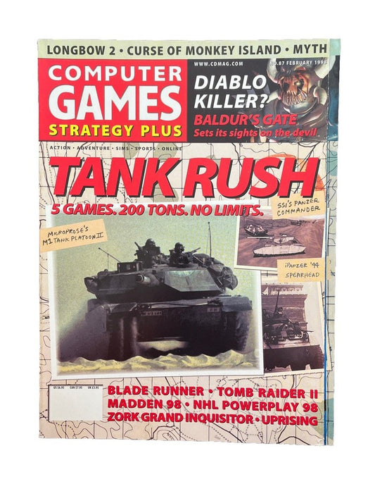 Vintage Computer Games Strategy Plus Magazine #87 February 1998 Tank Rush