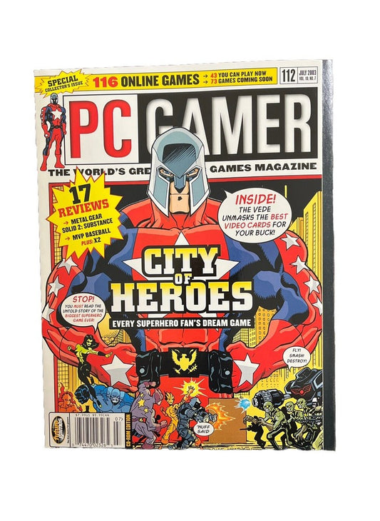 Vintage Collectable PC GAMER video game magazine #112 July 2003 CITY OF HEROES