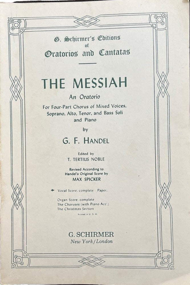 THE MESSIAH: AN ORATORIO 4 Part Chorus Christian Music Catholic Church Music