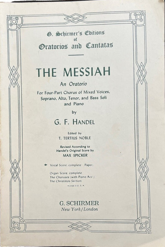 THE MESSIAH: AN ORATORIO 4 Part Chorus Christian Music Catholic Church Music