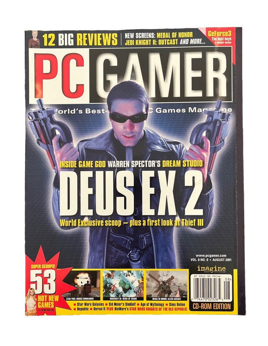 Vintage Collectable PC GAMER Magazine Vol.8 No.8 August 2001 - Deus Ex 2