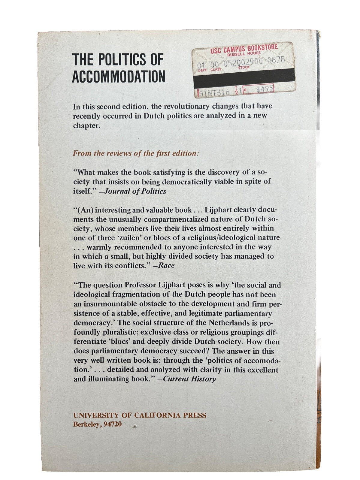 The Politics Of Accommodation: Pluralism And Democracy In The Netherlands