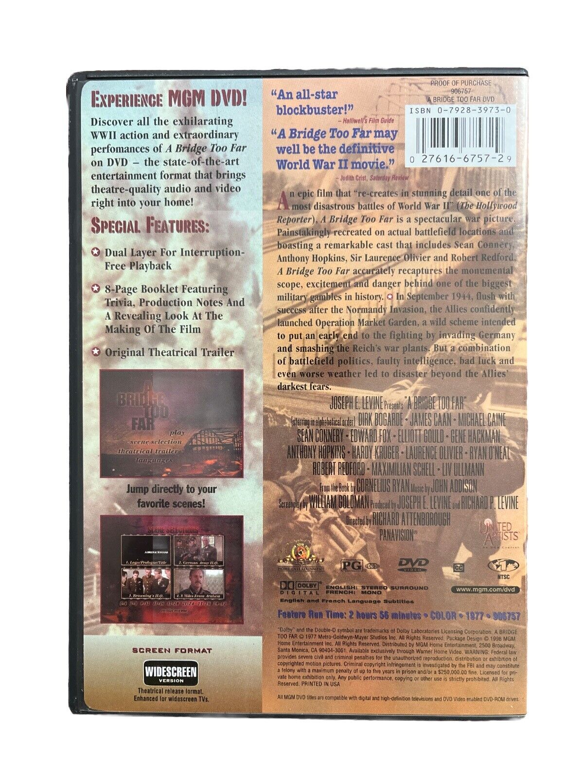 A Bridge Too Far (DVD, 1977) Vintage Collectable World War II Movies