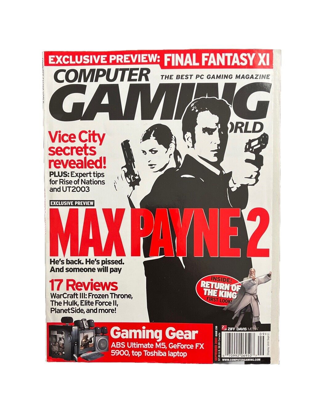 Vintage COMPUTER GAMING WORLD Video Game Magazine September 2003 Max Payne 2