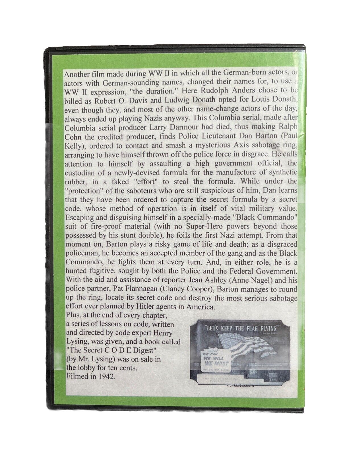 Classic Collectable War Movie THE SECRET CODE 1942 Cliffhanger 2 Dics