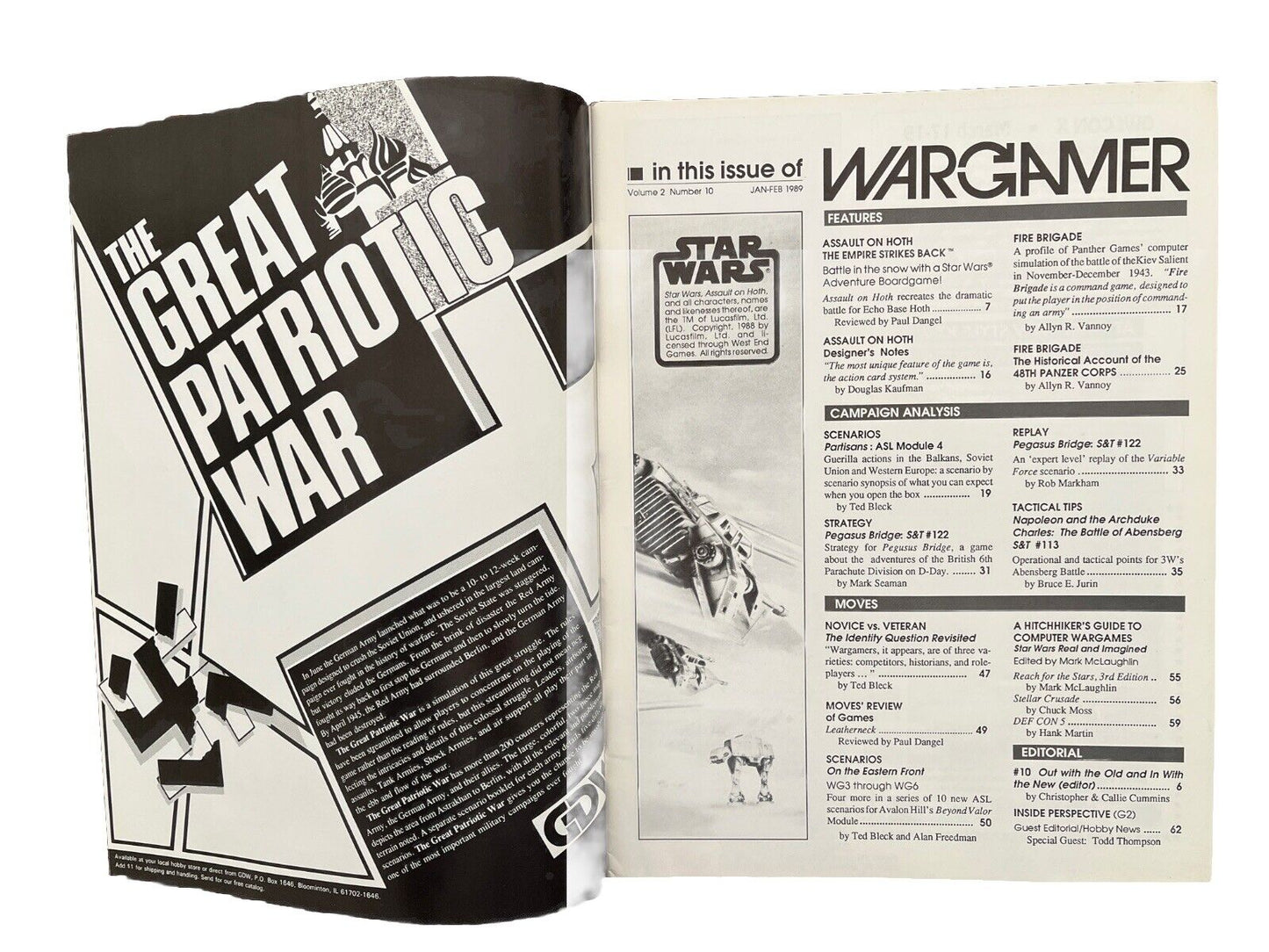 The Vintage Wargamer Magazine By 3W Vol. 2 No. 10 Jan-Feb 1989 - Assault On HOTH