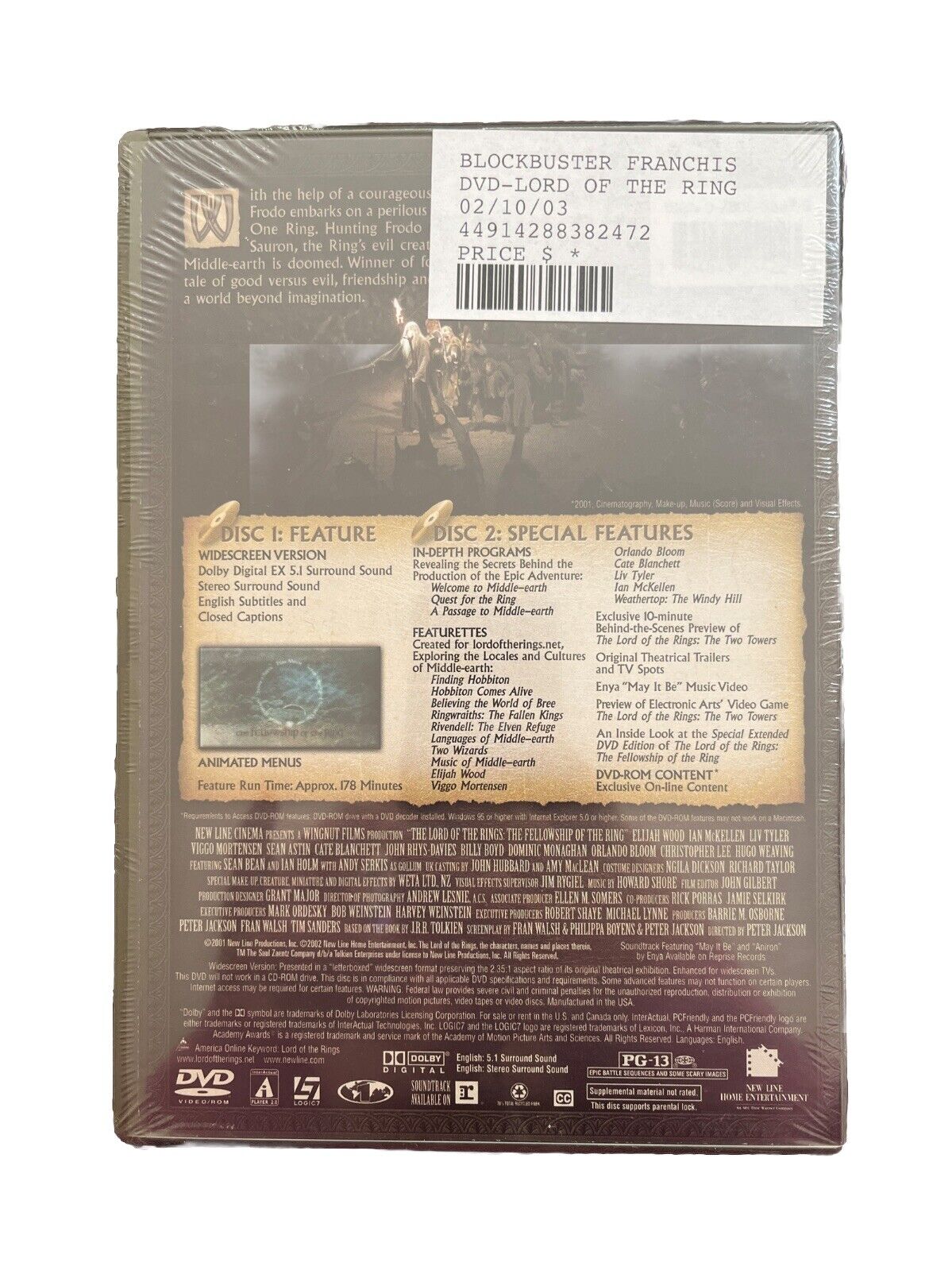 Classic Collectable Movie The Lord of the Rings: The Fellowship of the Ring DVD
