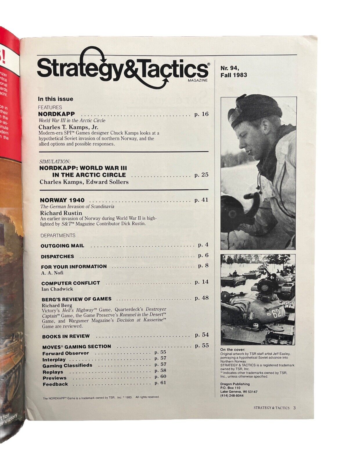 Vintage Strategy & Tactics Historical Wargame Magazine #94 WW III Nord Kapp