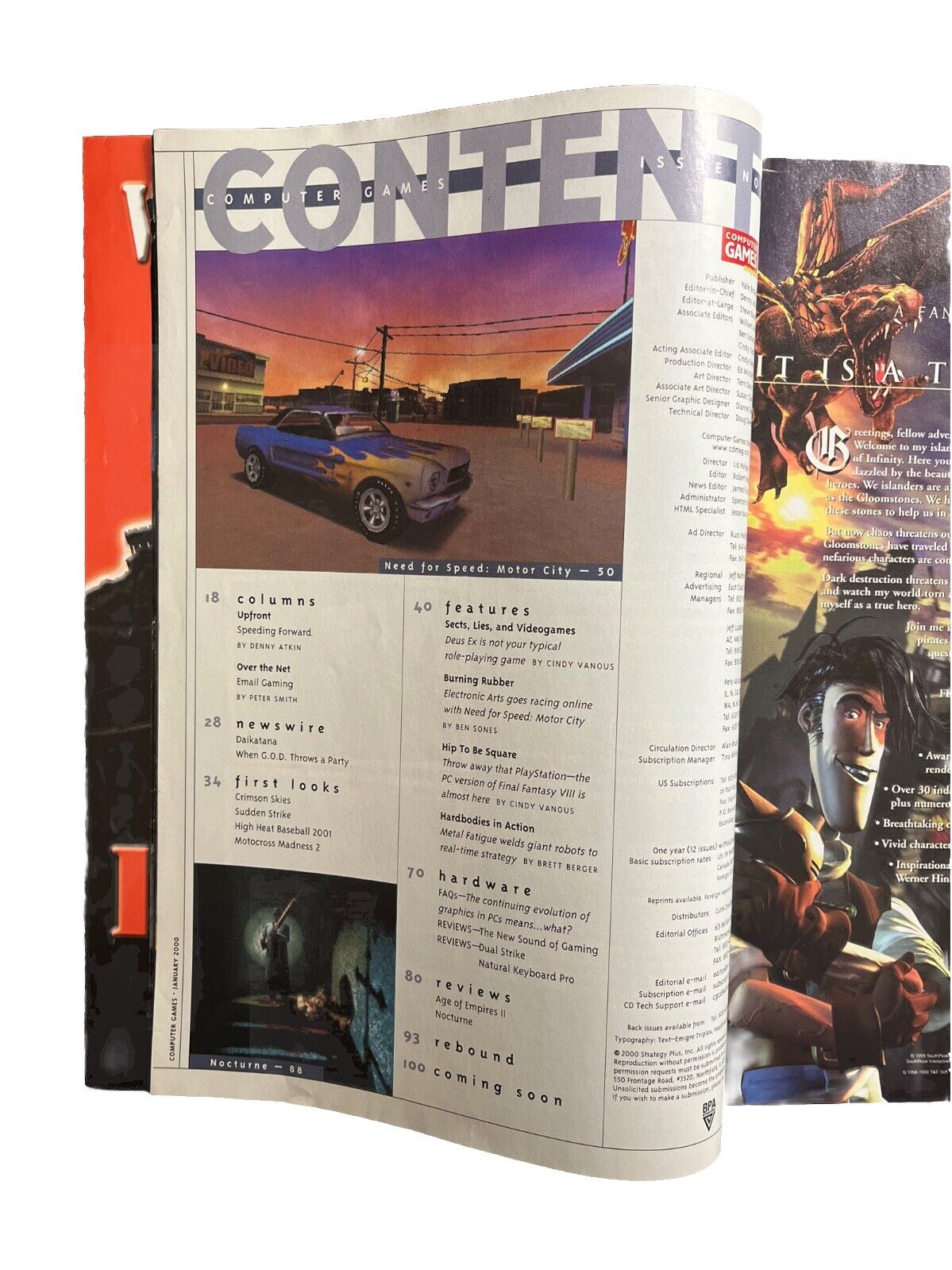 Vintage Collectable Computer Games Magazine #109 January 2000 Deus Ex
