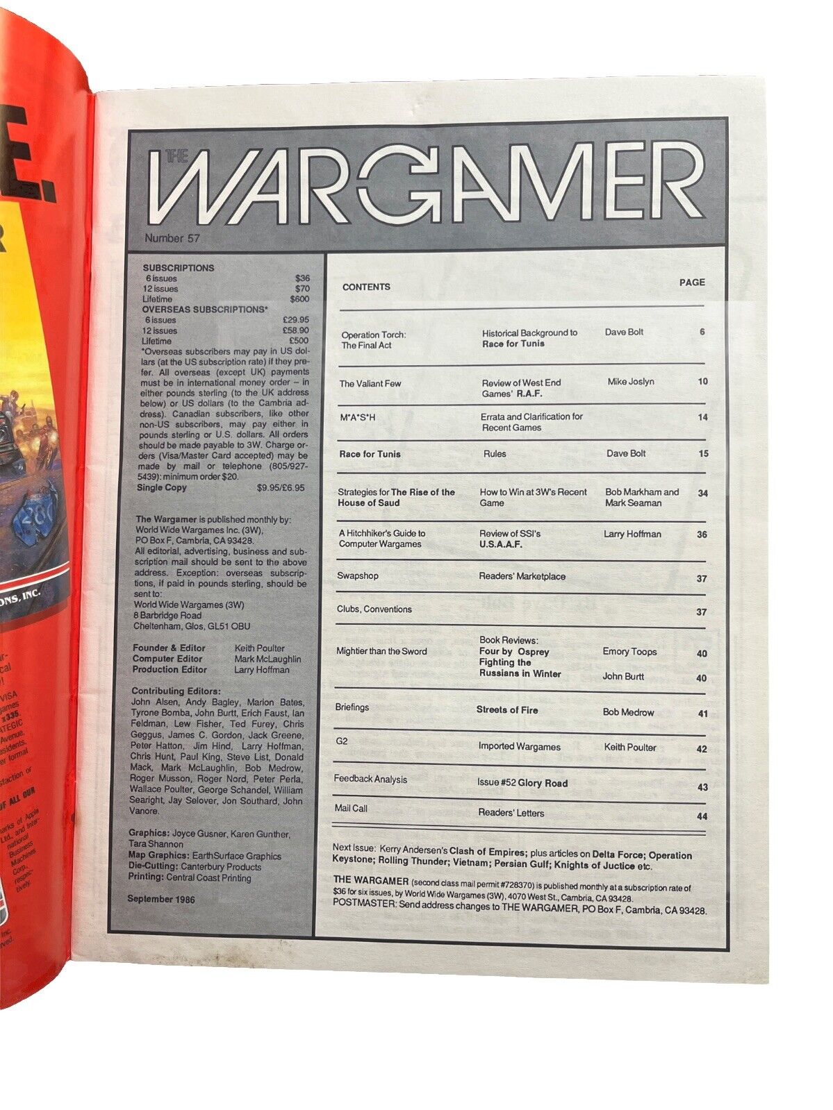 Vintage The WARGAMER Magazine #57 Race For Tunis The End of the Beginning