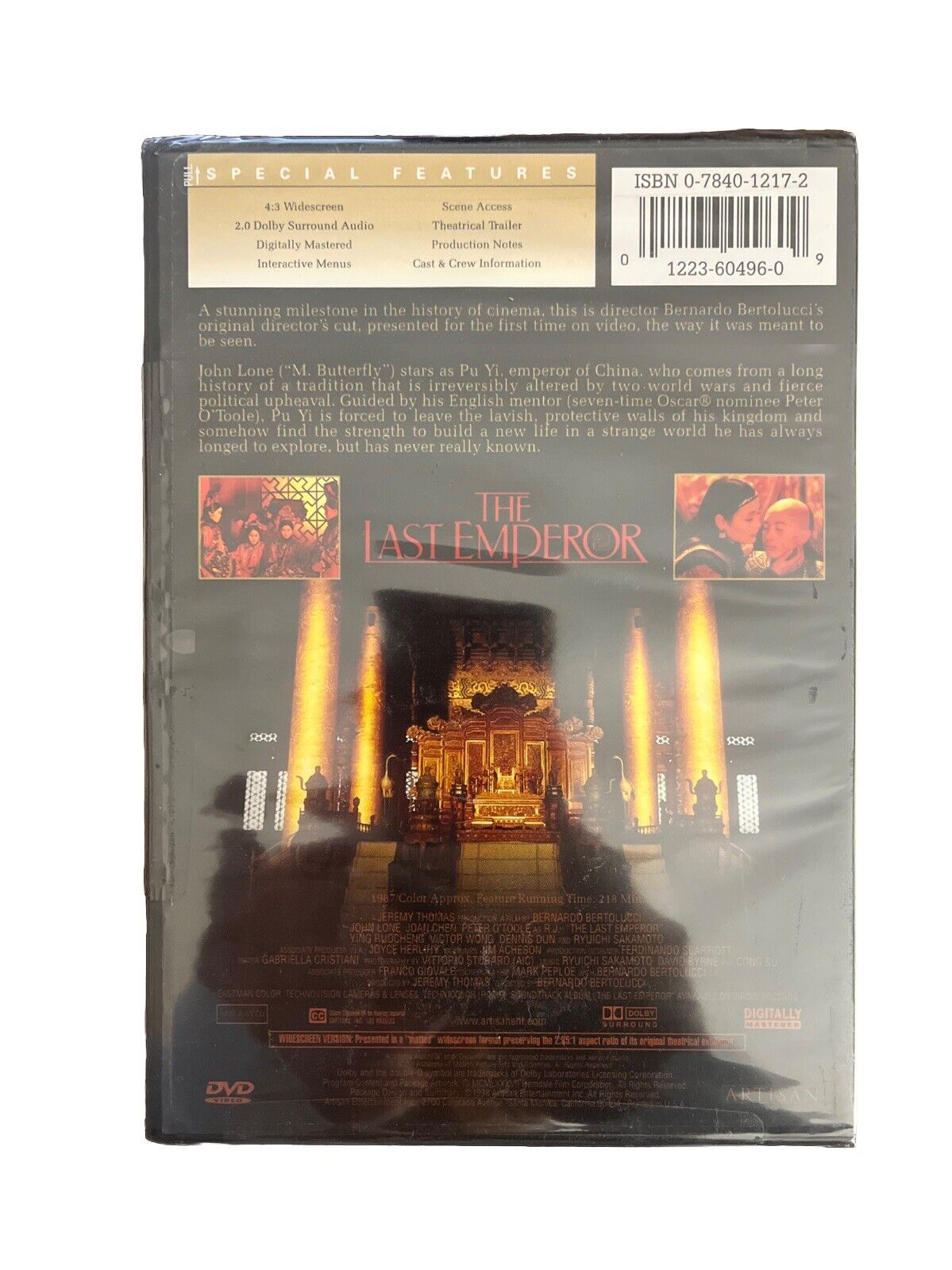 The Last Emperor 1987 (DVD, 1998, Director’s Cut Unrated) New Sealed
