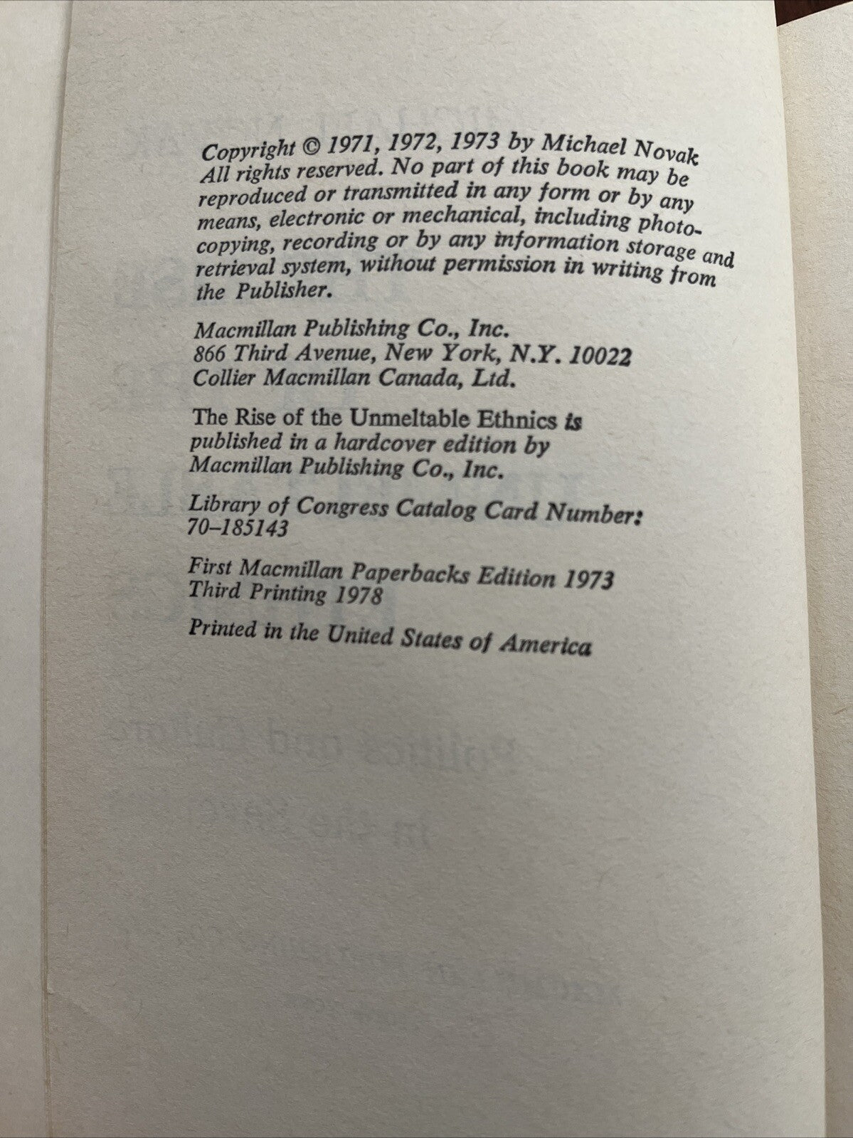 Rise Of The Unmeltable Ethnics - Michael Novak