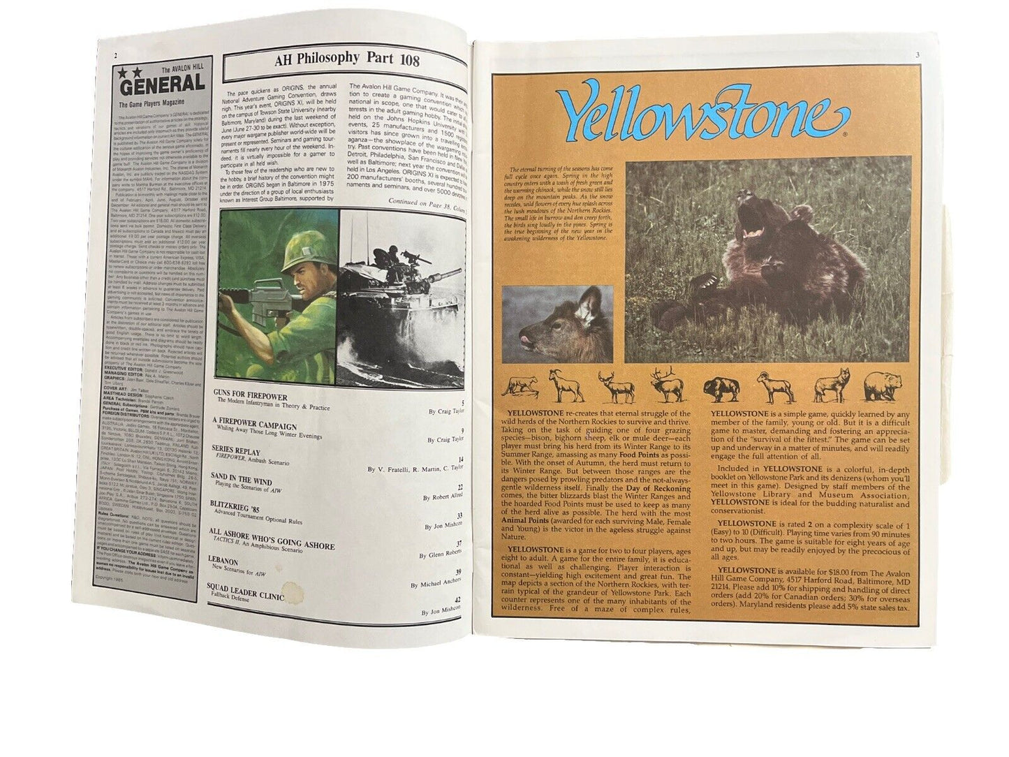 The Avalon Hill General Vintage Board Game Magazine Vol. 21 #6 Firepower
