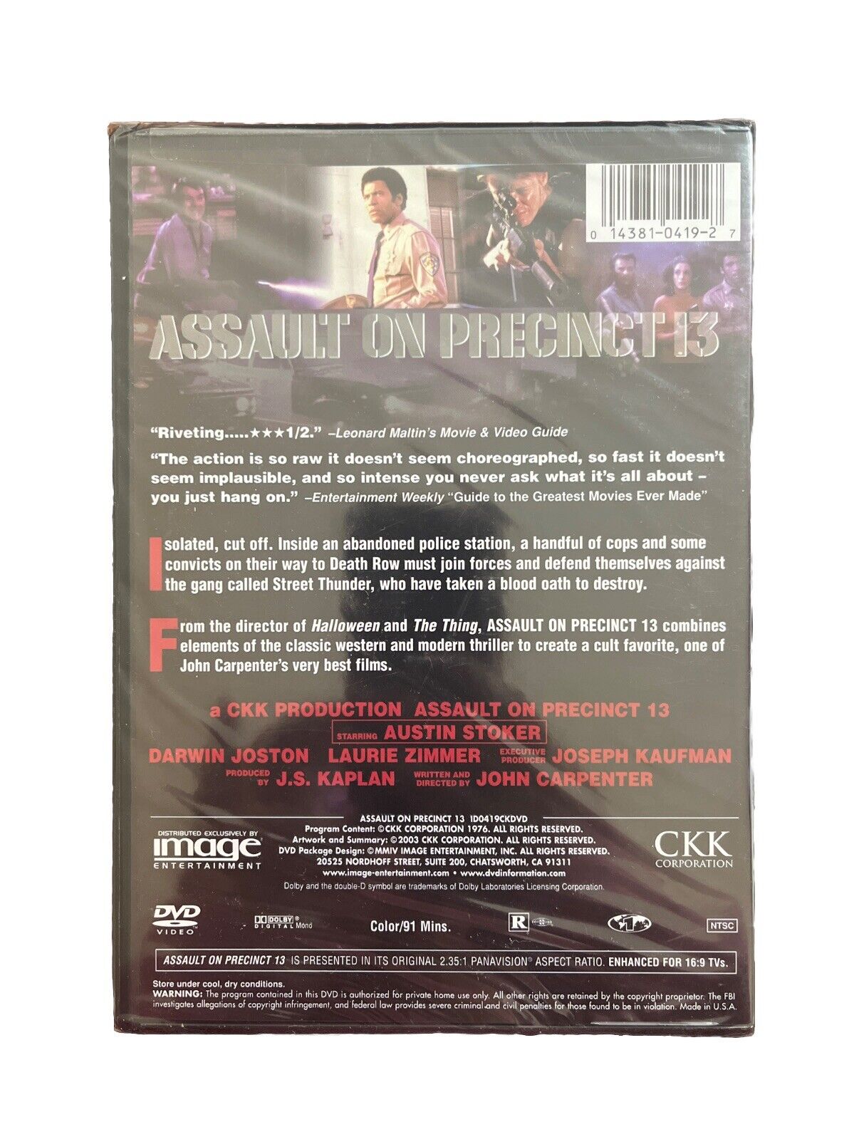Collectable Movie Assault on Precinct 13 (DVD, 2005) John Carpenter Widescreen