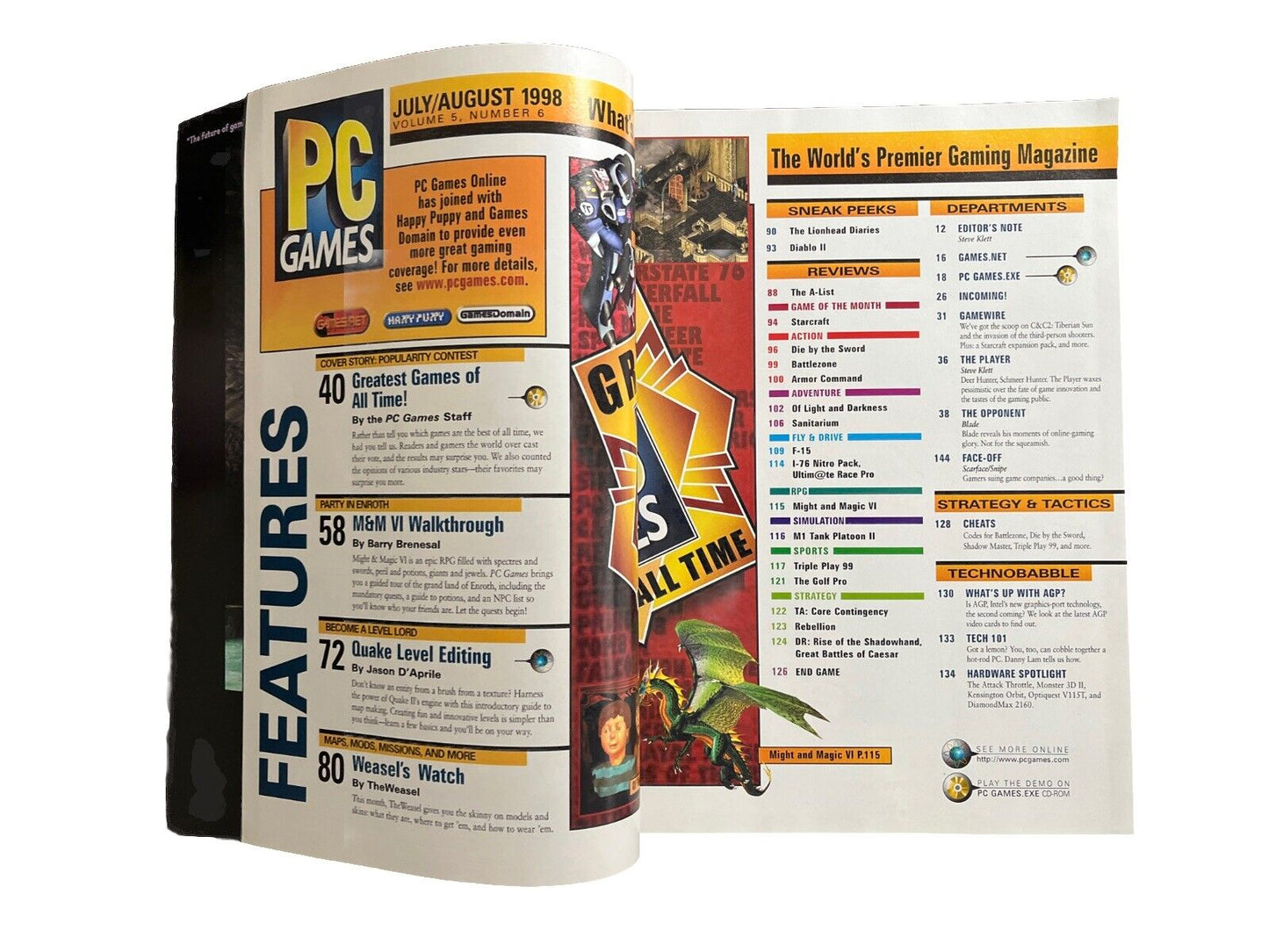 Vintage Collectable PC Games Magazine Greatest Games of All Vol.5 No.6 1998