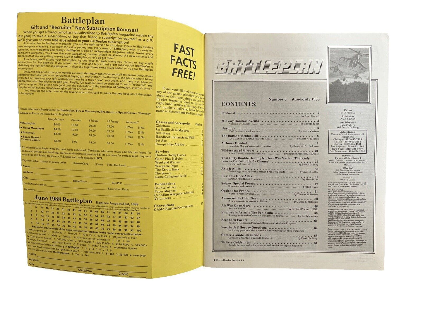 3W Collectable Battleplan Wargame Magazine #6 1988 Central America Scenario