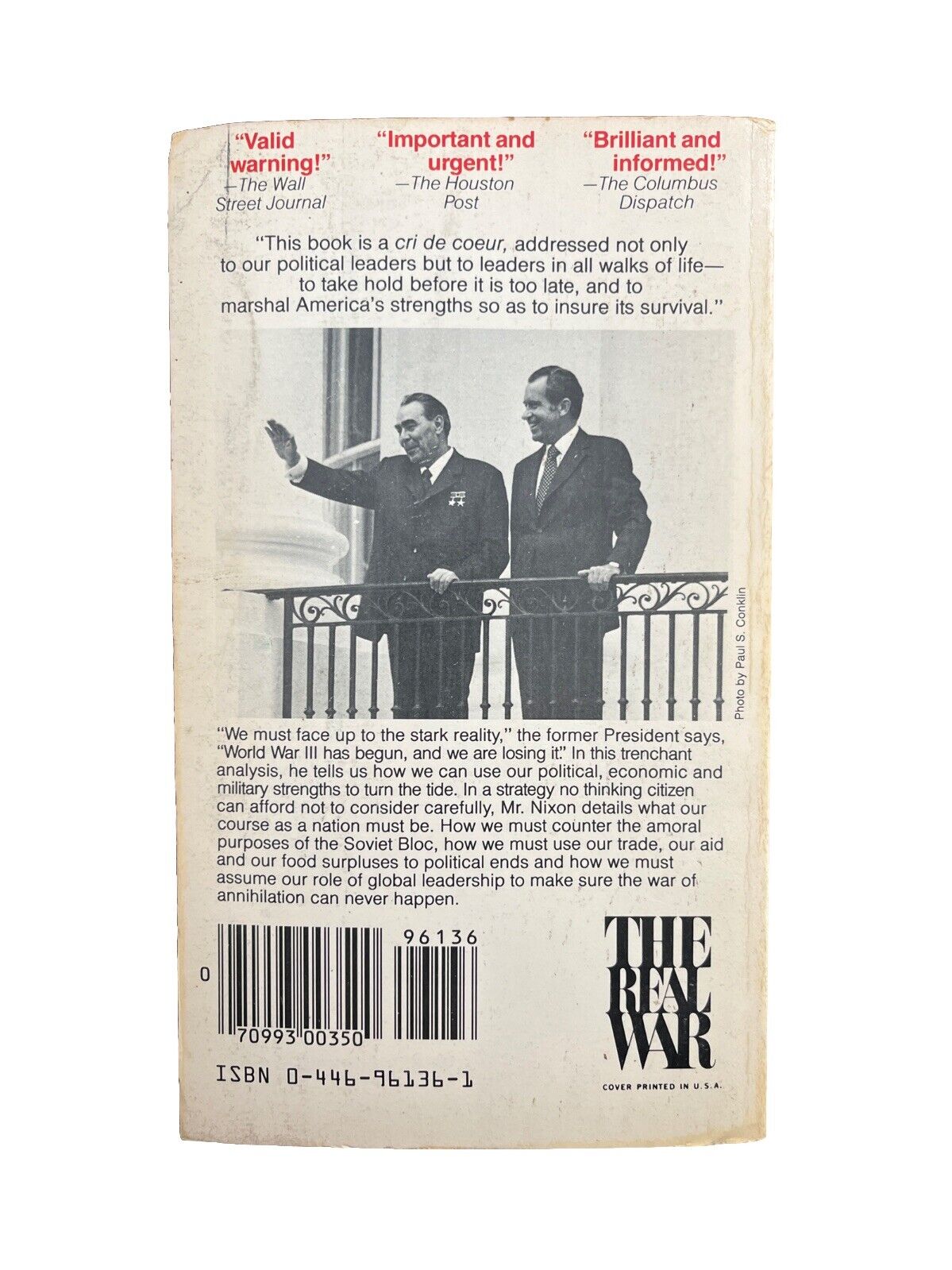 President Richard Nixon The Real War Book First Printing Vintage History Book