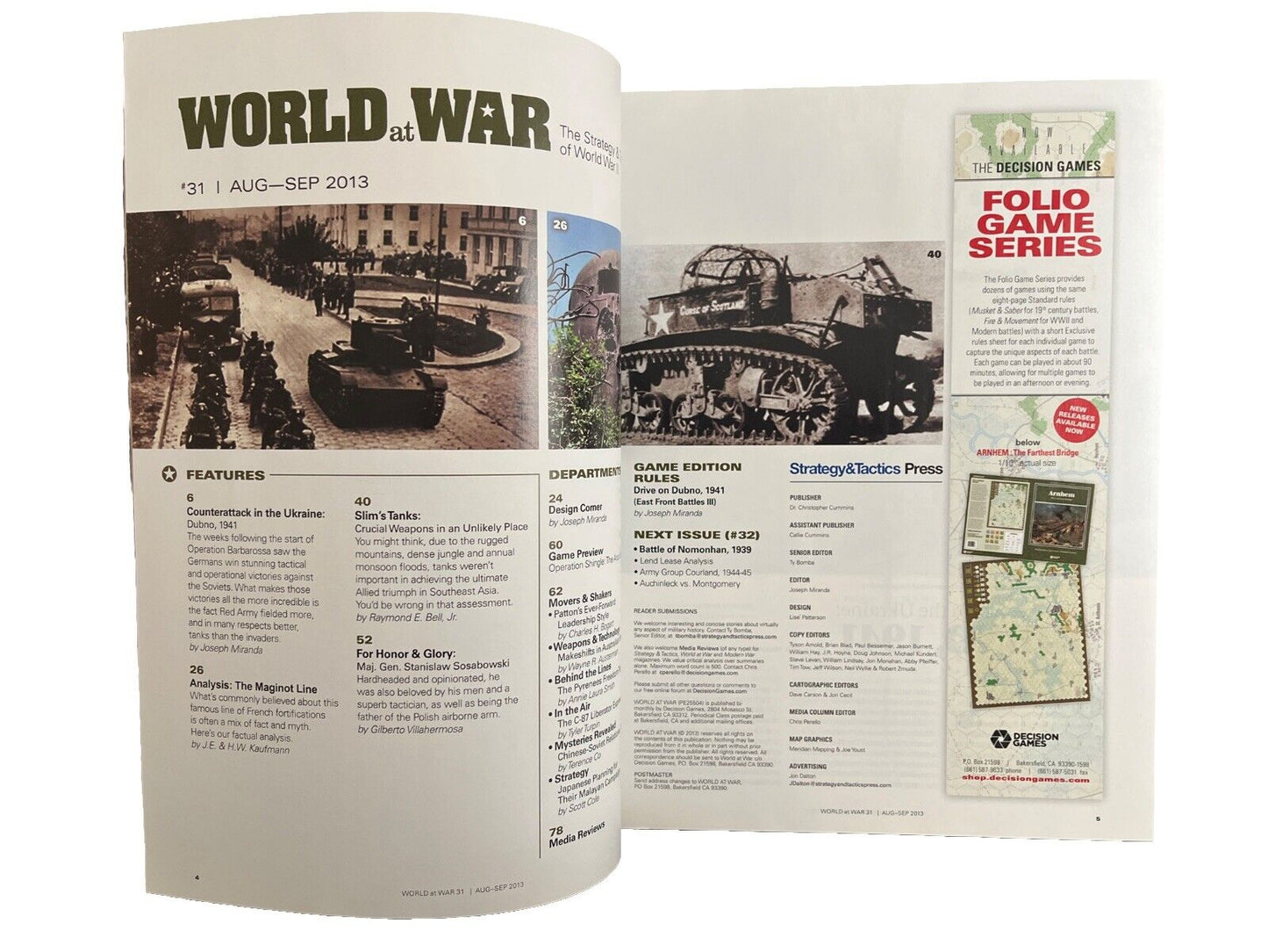 World At War Mag #31 And Board Game - Counterattack In The Ukraine - Dubno, 1941