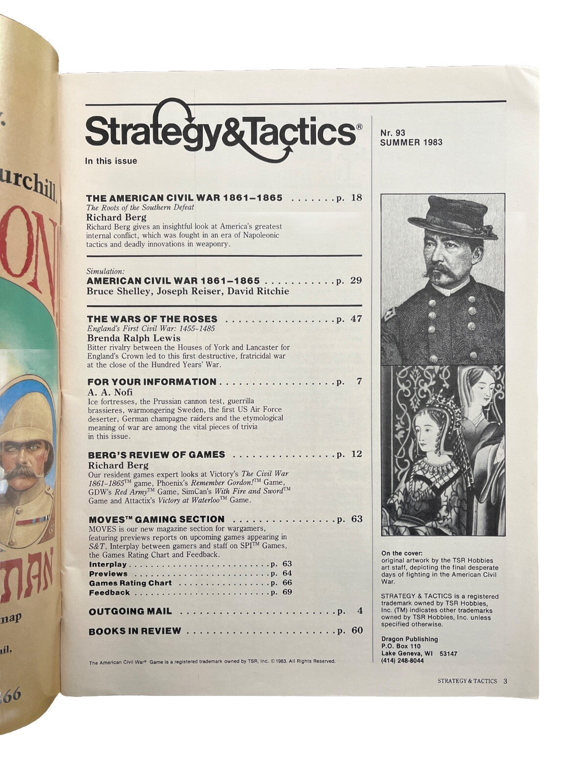 Vintage Strategy & Tactics Historical Wargame Magazine #93 The Wars Of The Roses