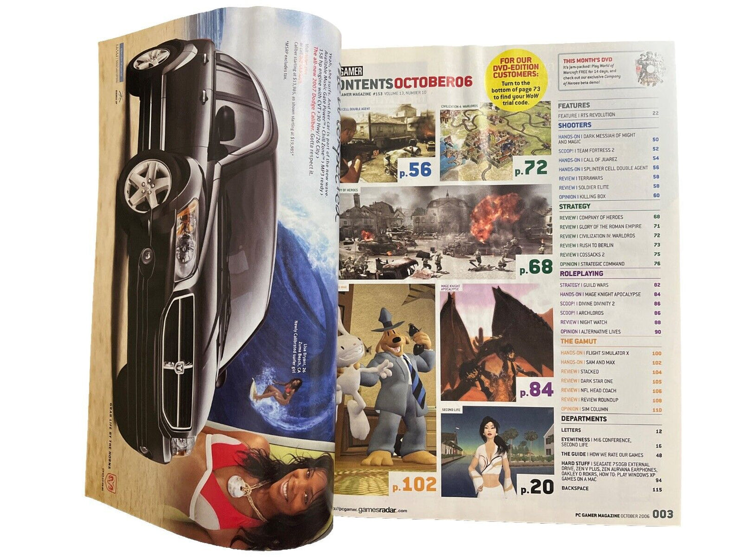#153 Oct 2006 PC Gamer Video Game Magazine - Company Of Heroes With Demo Disc