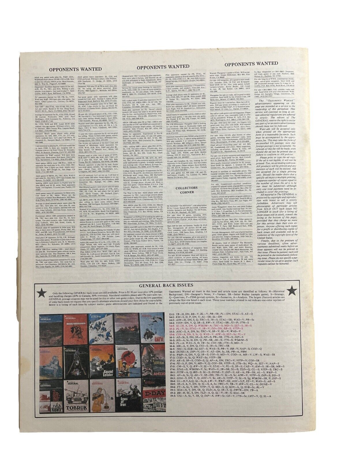 Nov-Dec 1982 The Avalon Hill General Vol. 19 #4 Collectable Vintage Magazine