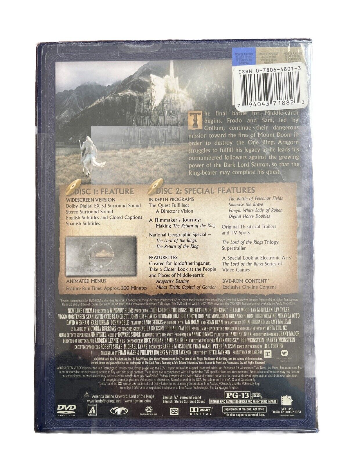 The Lord of the Rings: The Return of the King (DVD, Fullscreen 2-Disc Set, 2004)