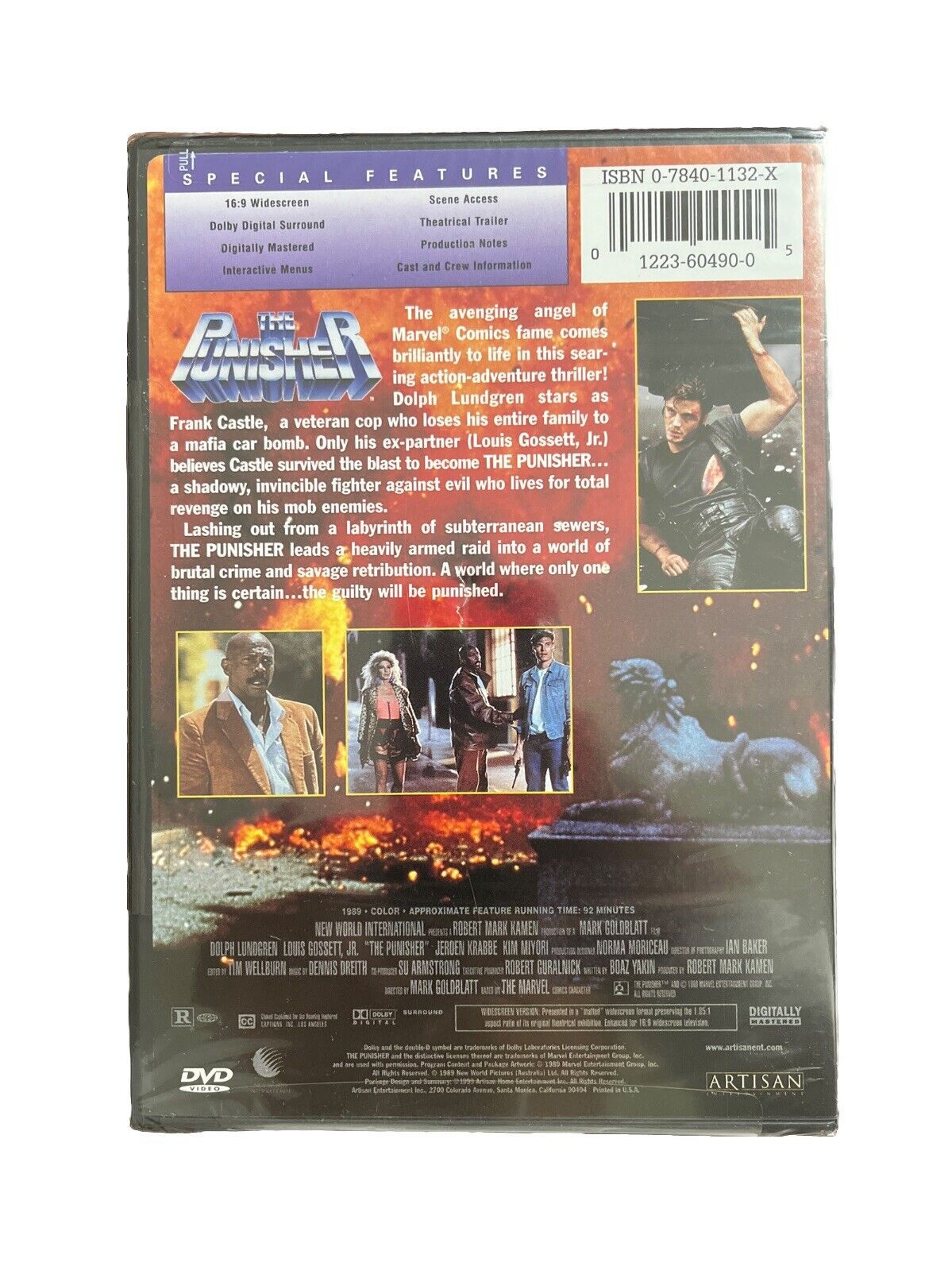 The Punisher DVD 1989 Movie Dolph Lundgren Marvel Comics Louis Gossett Jr Action