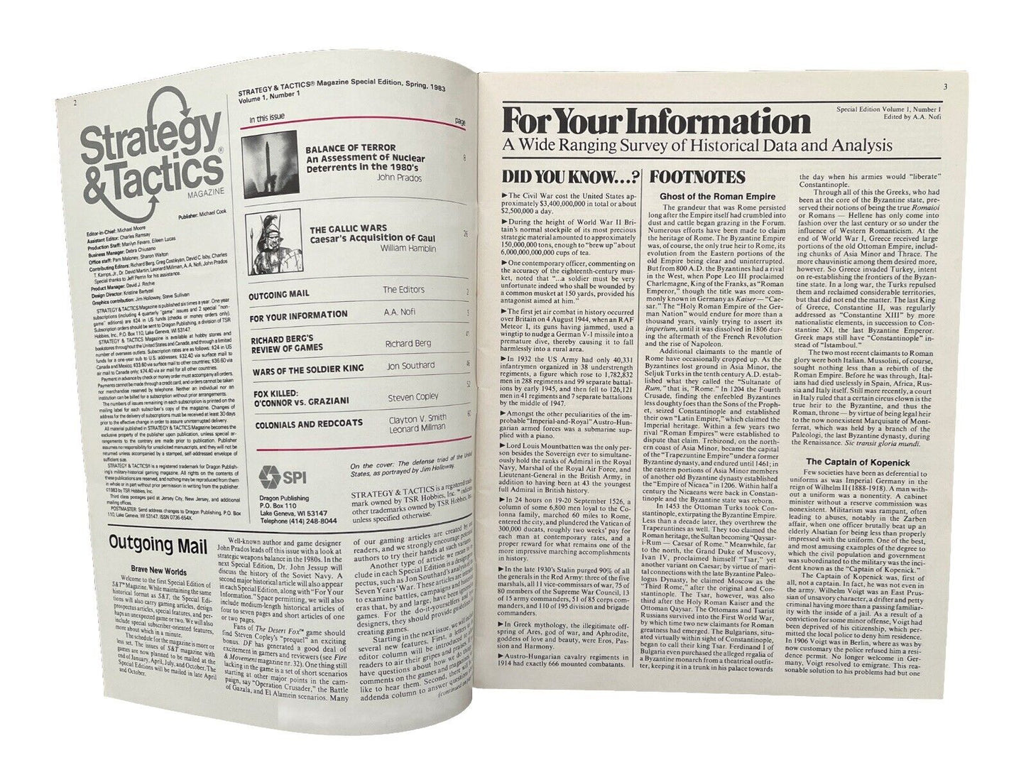 STRATEGY & TACTICS MAGAZINE Special Vol.1 No.1 Strategic Weapons In The 80’s