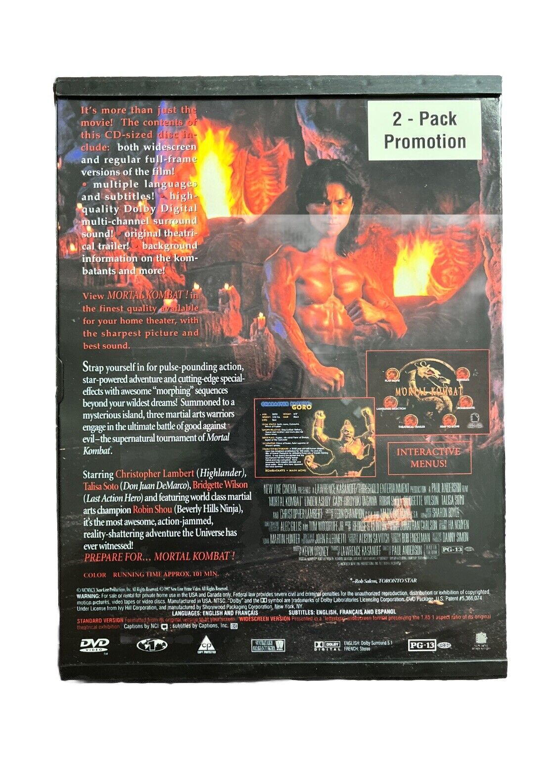 Vintage Classic Collectable Action Movie Mortal Kombat DVD Christopher Lambert