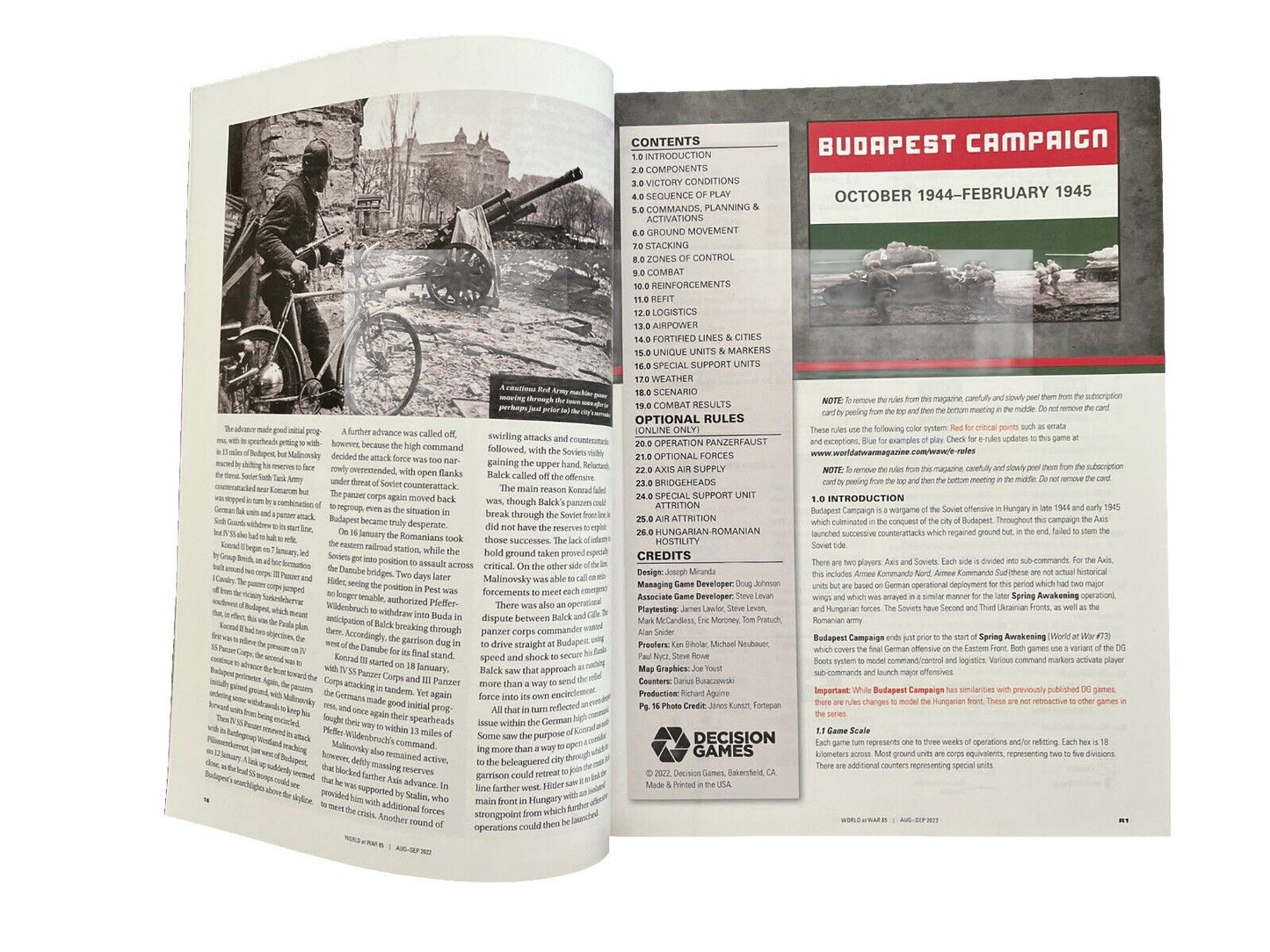 World at War Magazine #85 With Historical Military War Game - Budapest Campaign