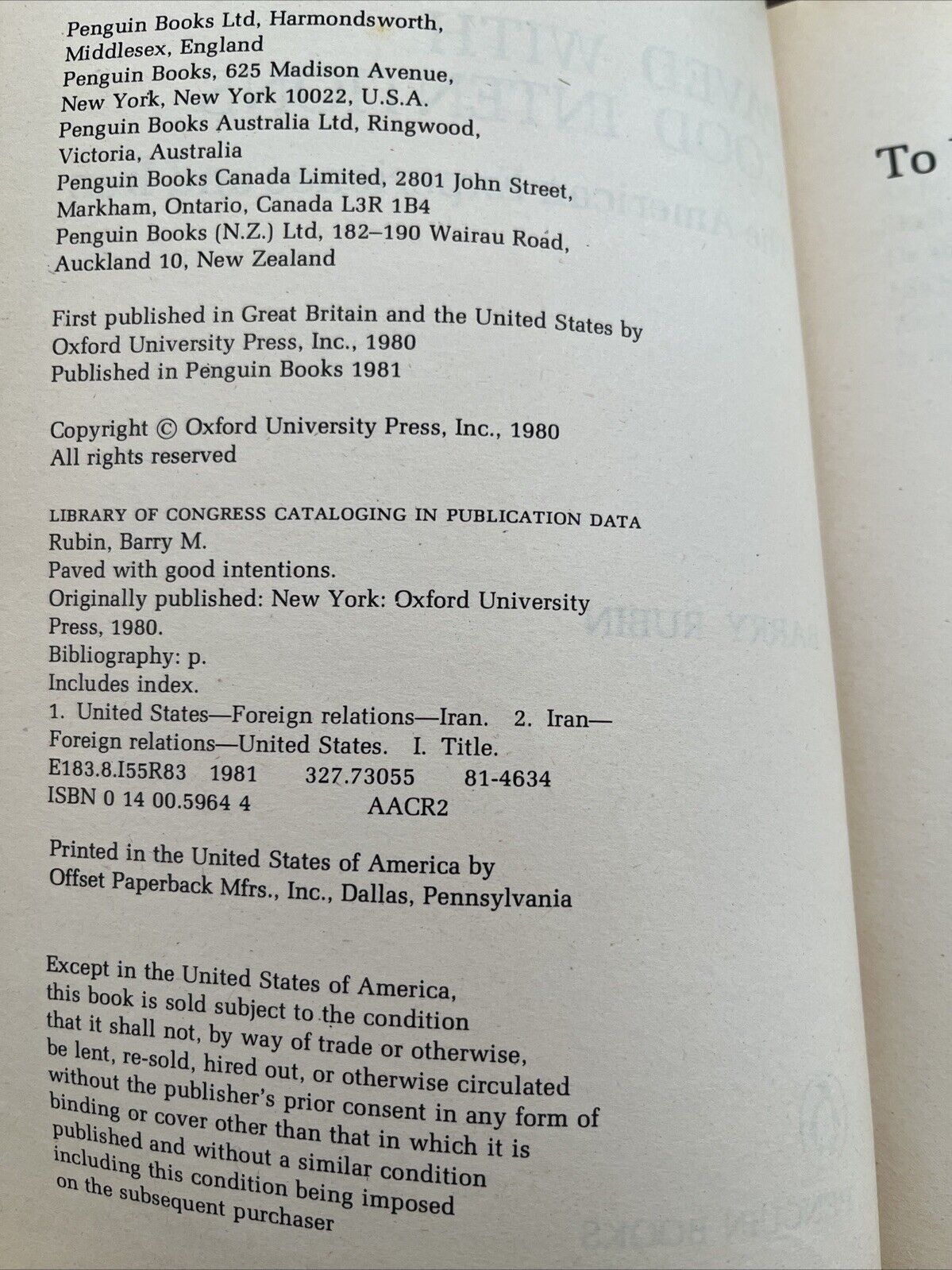 Book: Paved With Good Intentions The American Experience And Iran By Barry Rubin