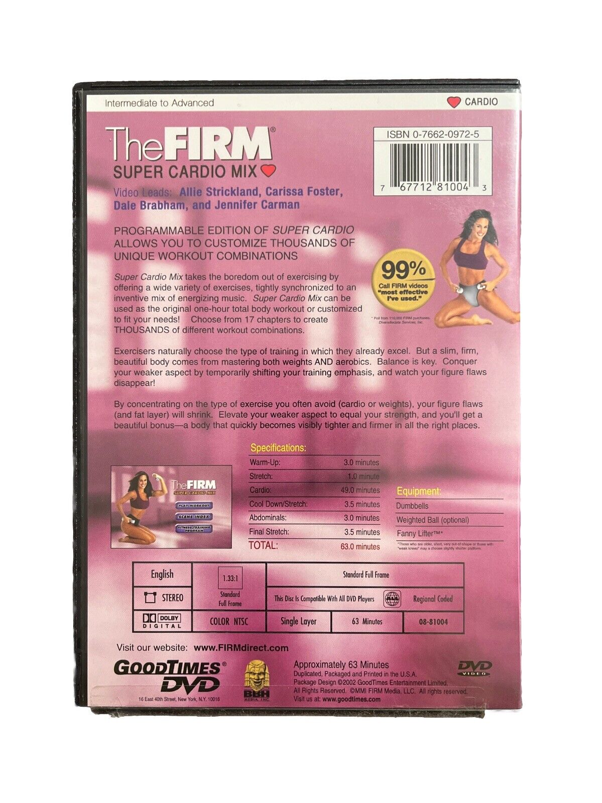 Workout Videos The Firm Total Body: Super Cardio Mix (DVD, 2002)