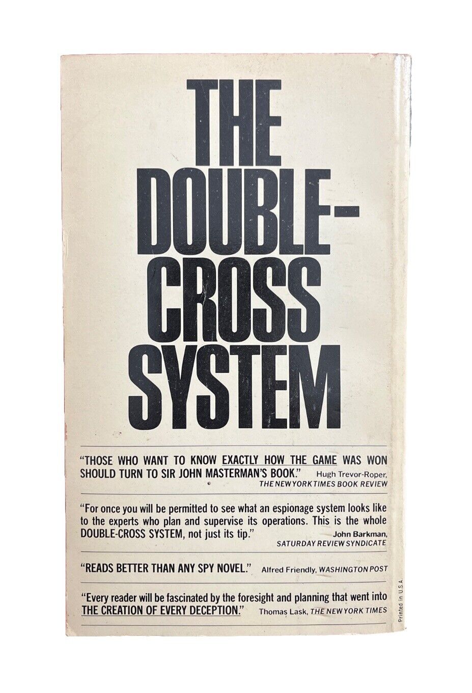 The Double-Cross System in the War of 1939 to 1945 J C Masterman Vintage Book