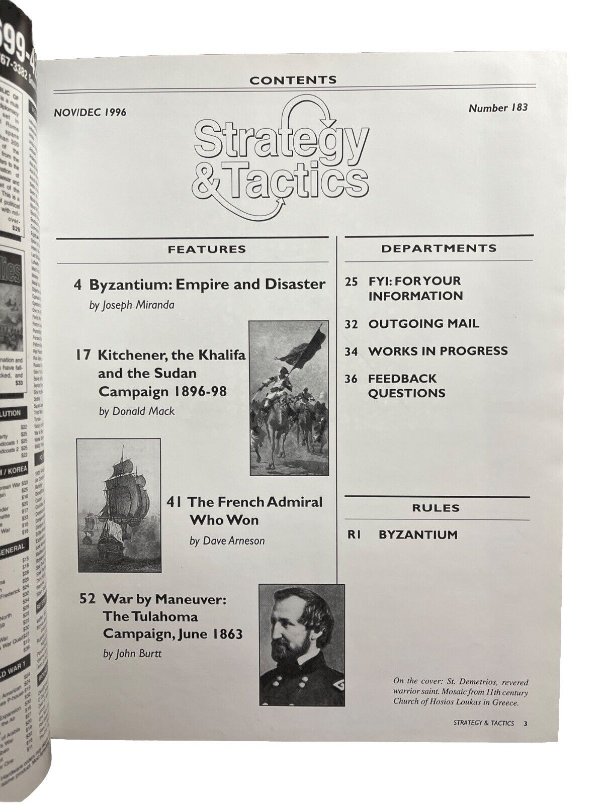 Strategy & Tactics Board Game Wargame Magazine #183 Nov/Dec 1996 Byzantium