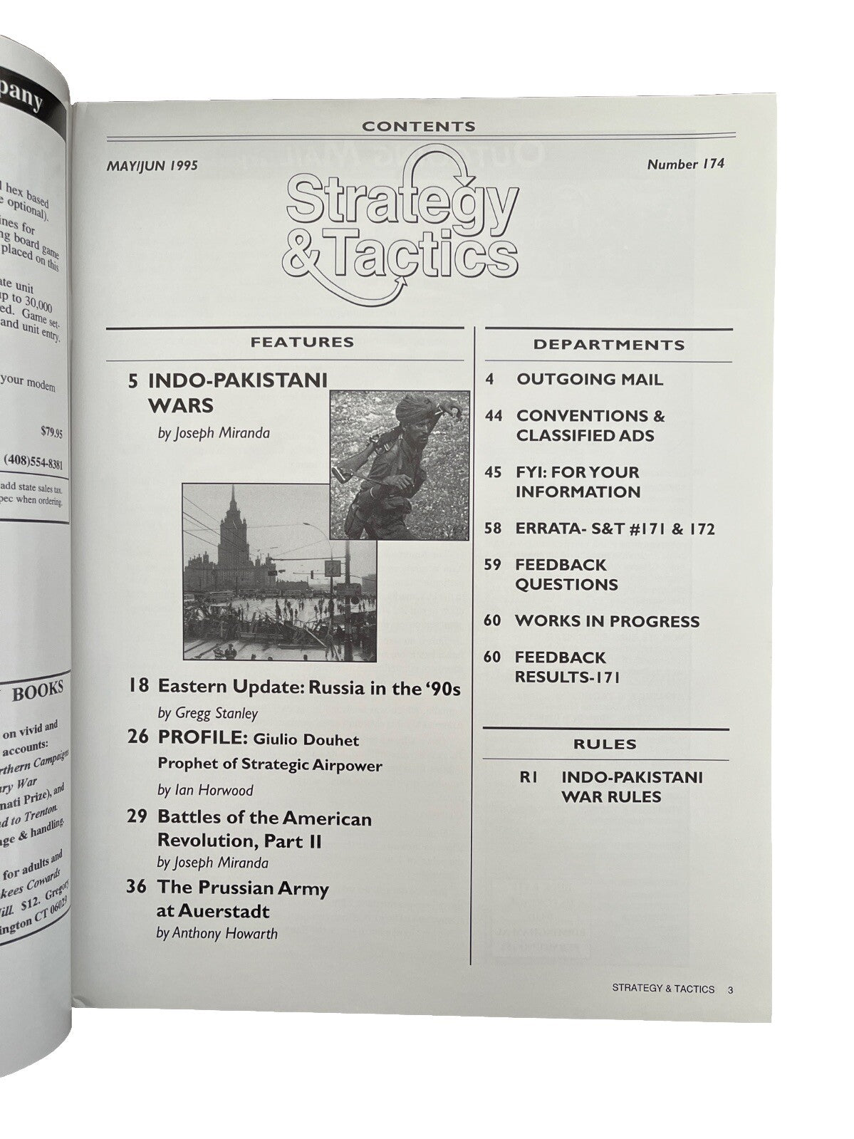 Vintage Strategy & Tactics Wargame Magazine #174 1995 Indo-Pakistani Wars