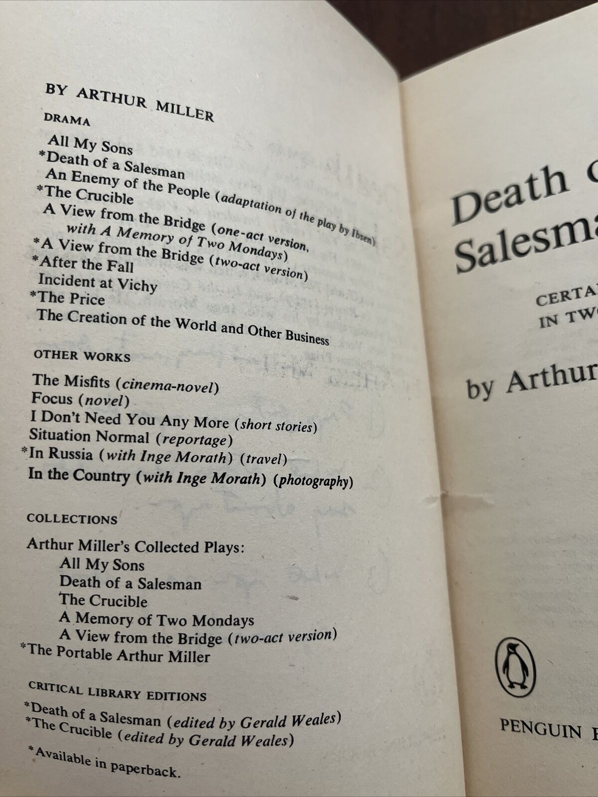 Death Of A Salesman by Arthur Miller Penguin Paperback