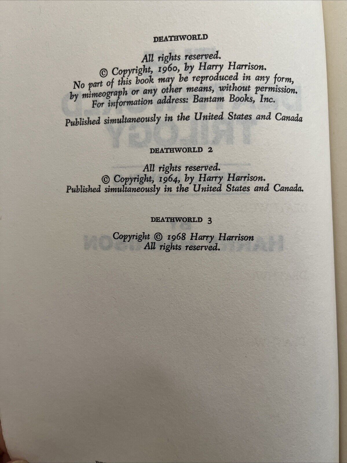 Classic Science Fiction Book The Deathworld Trilogy By Harry Harrison Hardcover