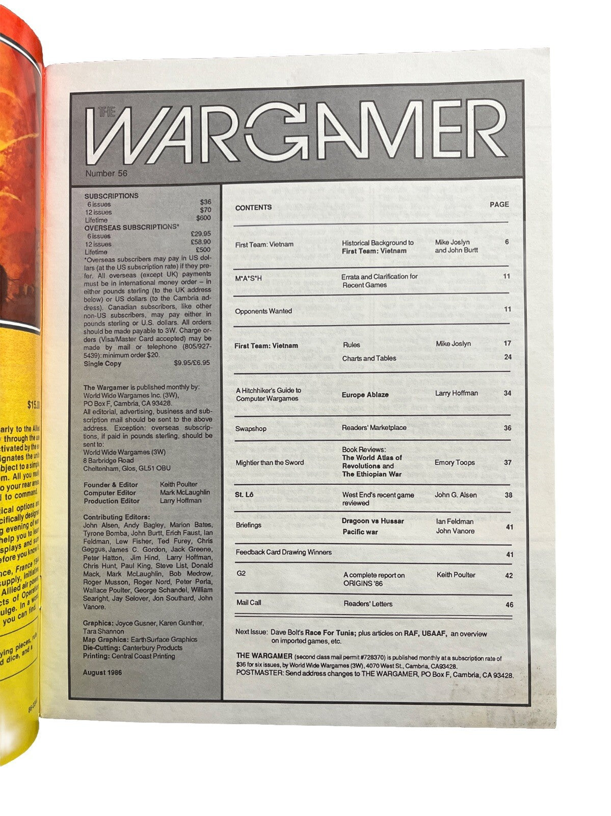 Vintage The WARGAMER Magazine #56 First Team Vietnam The Air Cavalry In Action