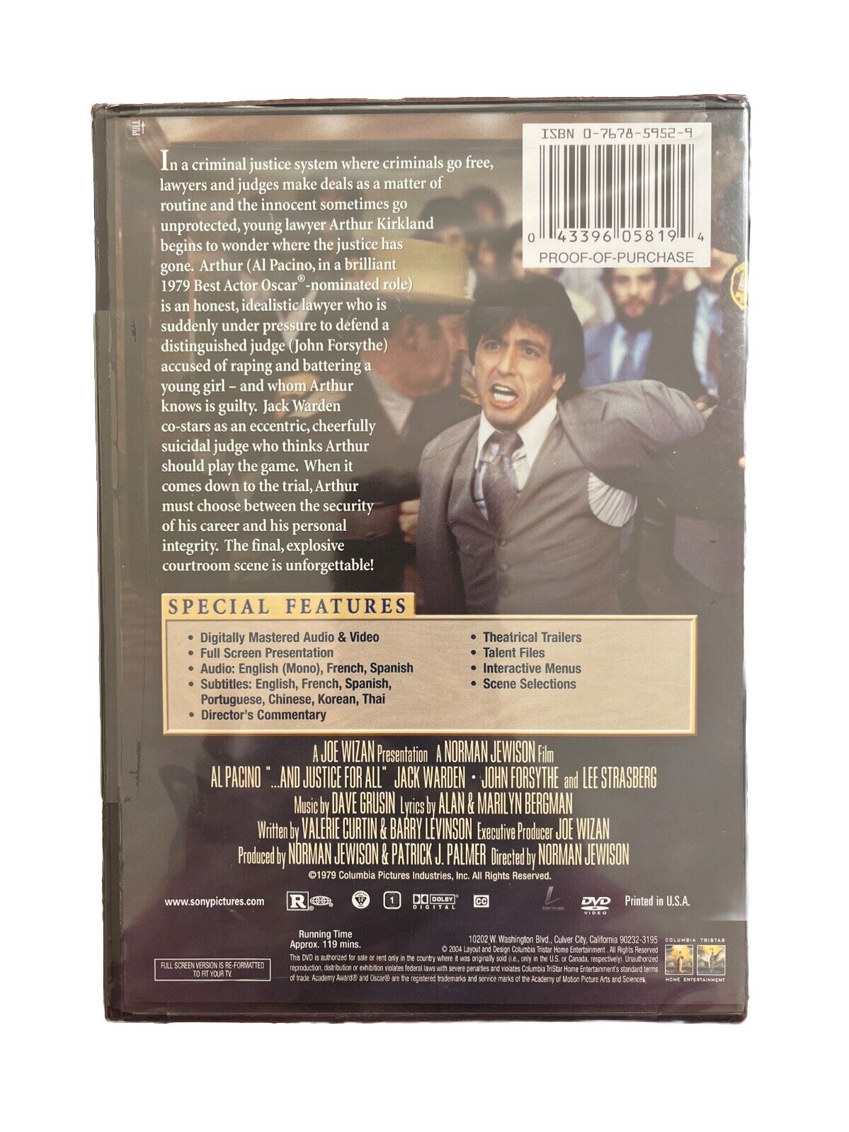 Classic Drama Movie ... AND JUSTICE FOR ALL By Al Pacino 2004 DVD