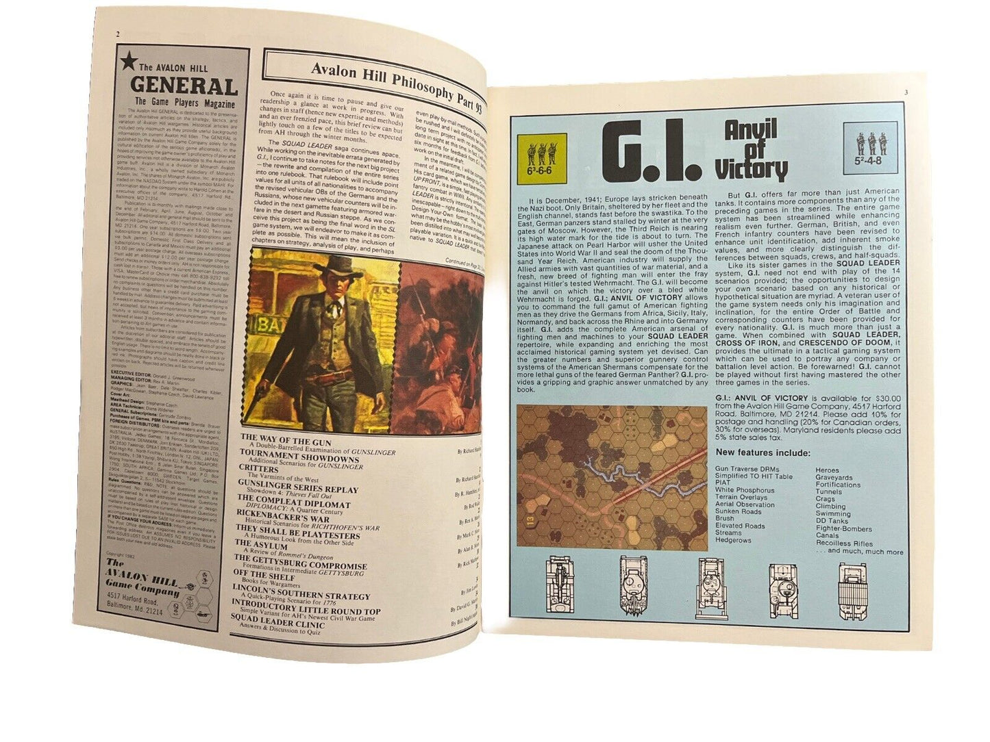 Avalon Hill General Board Game Vintage Magazine Sep-Oct Vol. 19 #3 Gunslinger