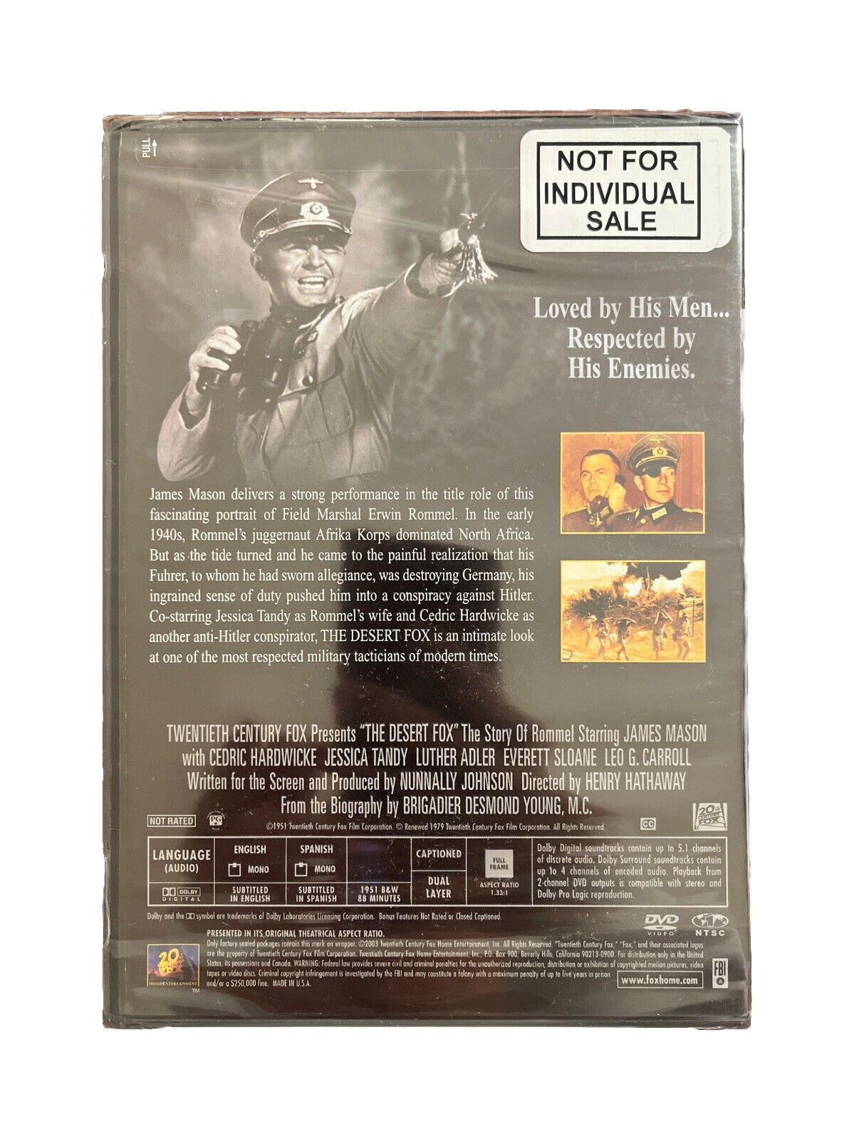 Vintage Classic Collectable War Movie The Desert Fox (DVD, 1951) James Mason