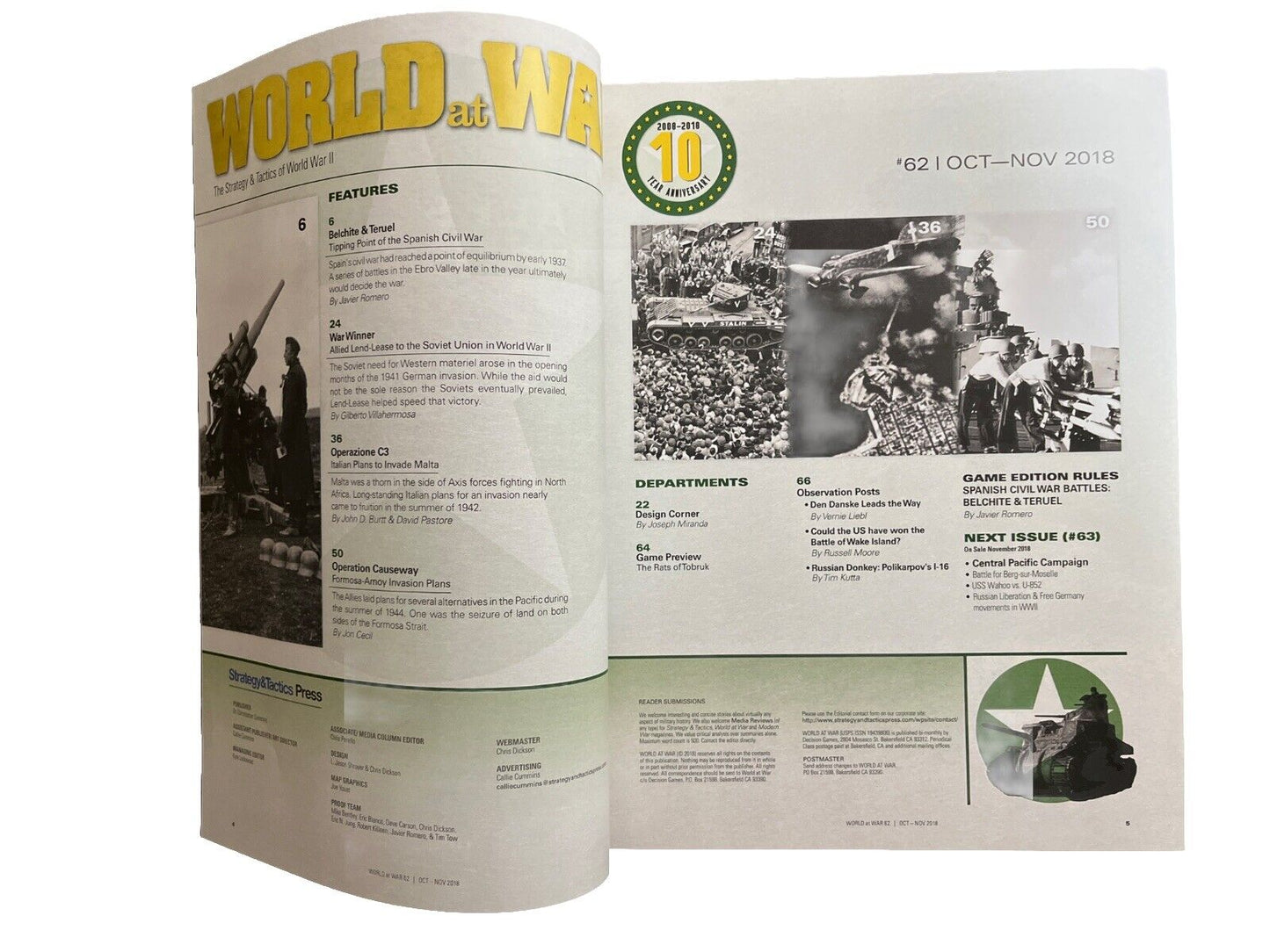World At War Magazine #62 With War Game - Spanish Civil War Belchite & Teruel