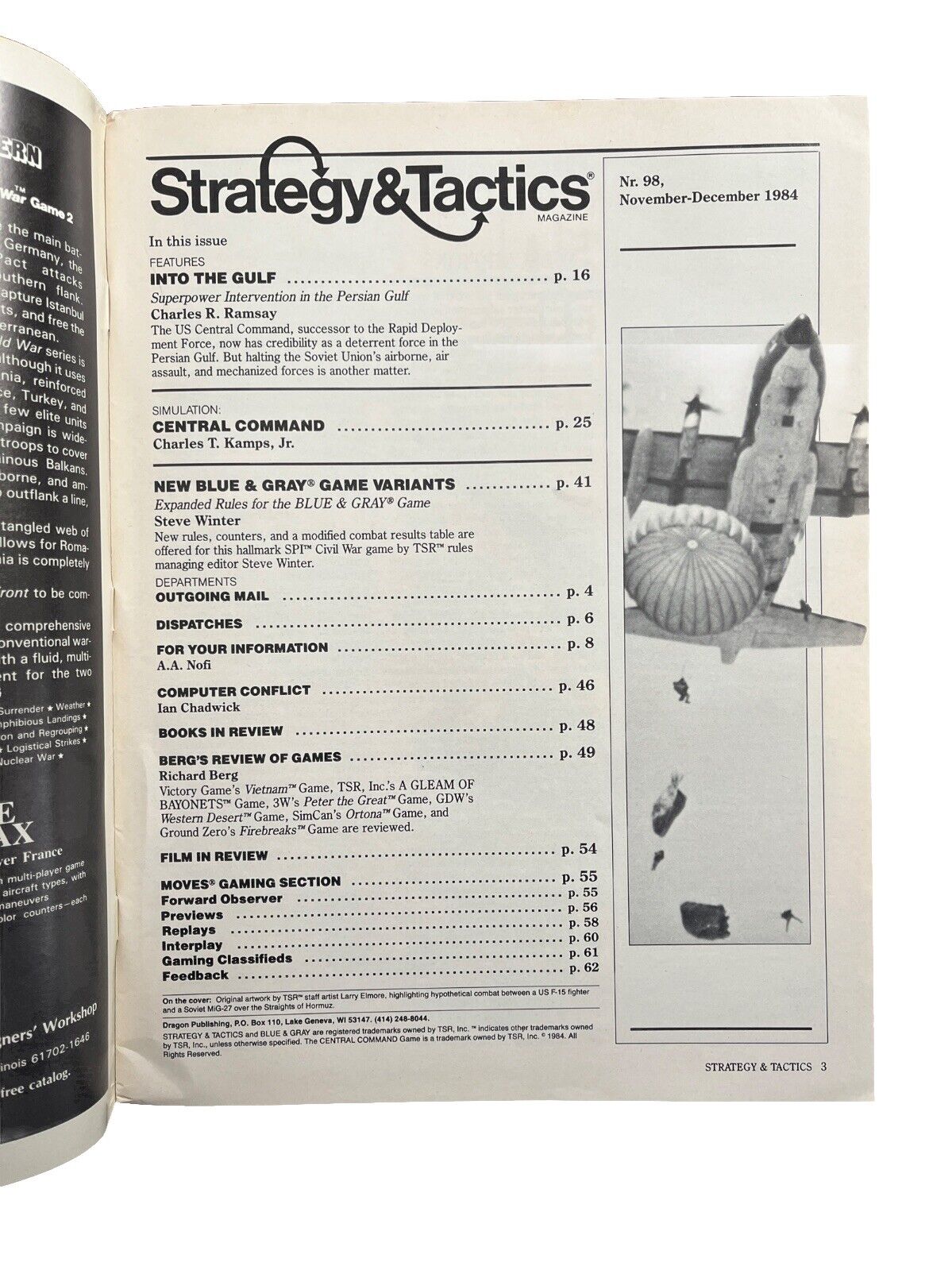 Vintage Strategy & Tactics Historical Wargame Magazine #98 Central Command