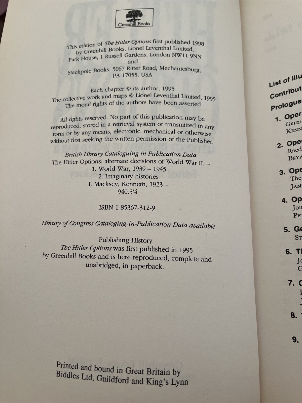 The Hitler Options : Alternate Decisions of World War II By Kenneth Macksey 1995