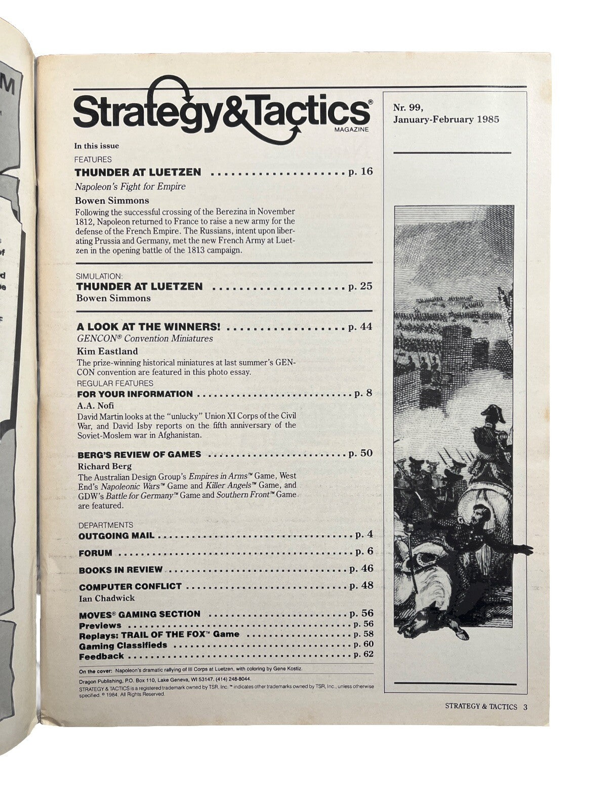 Vintage Strategy & Tactics Historical Wargame Magazine #99 Thunder At Luetzen