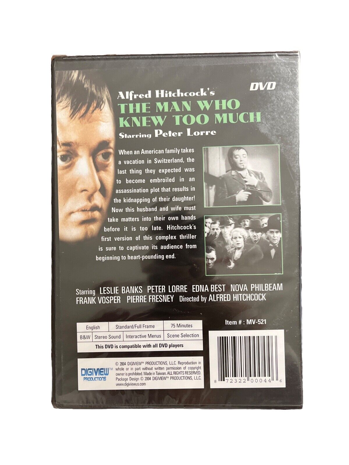 Classic Drama Movie The Man Who Knew Too Much (DVD, 2004) Alfred Hitchcock
