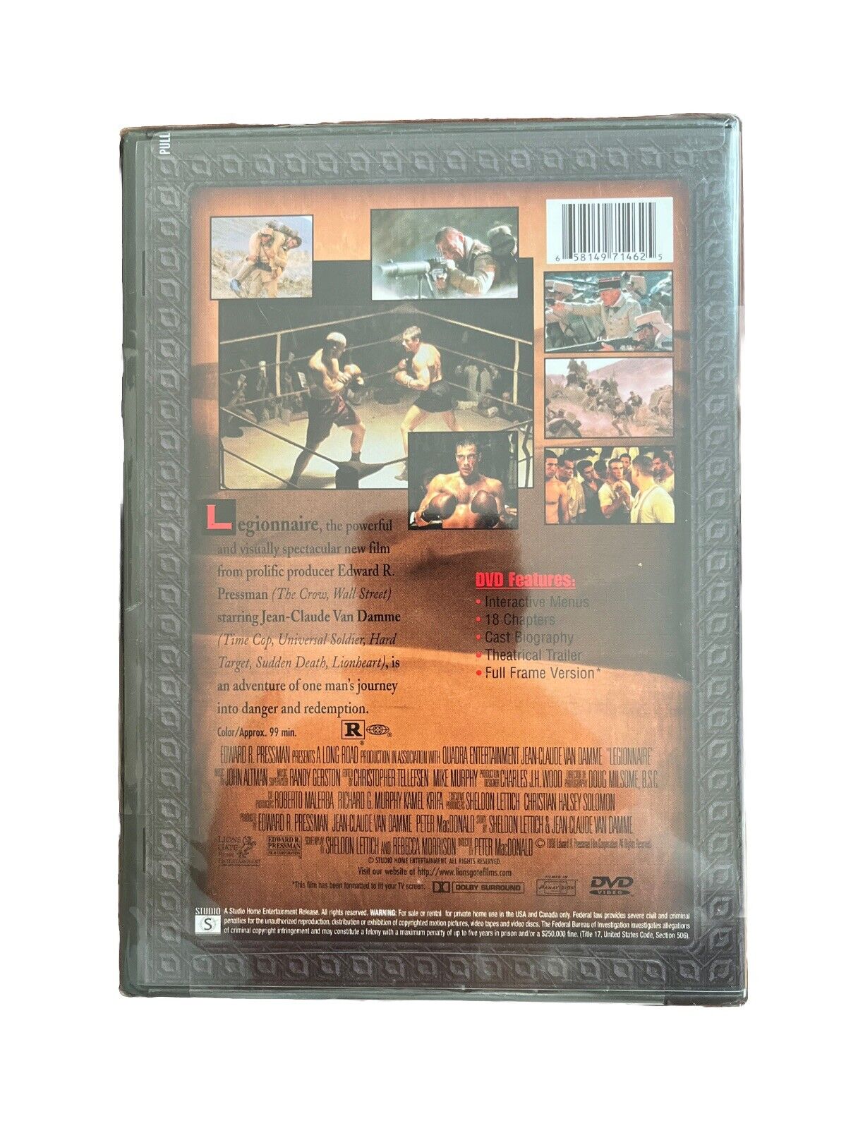 Classic Collectable War Movie Legionnaire Jean-Claude Van Damme (DVD, 1998)