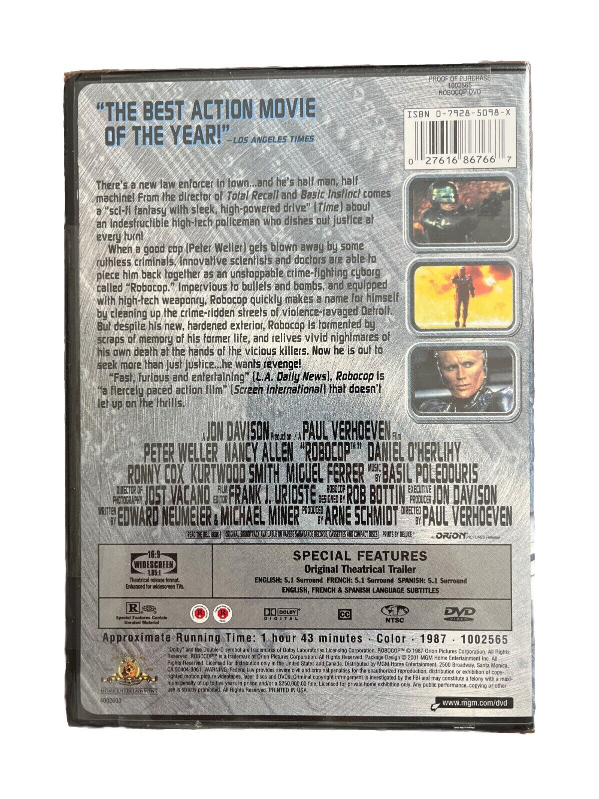 Classic Collectable Science Fiction Movie Robocop (DVD, 1987 Widescreen)