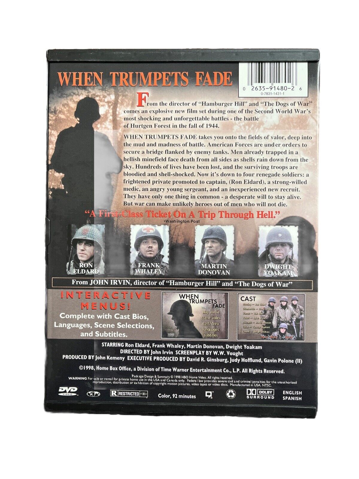 Classic Collectable WWII Movie When Trumpets Fade Frank Whaley Dan Futterman